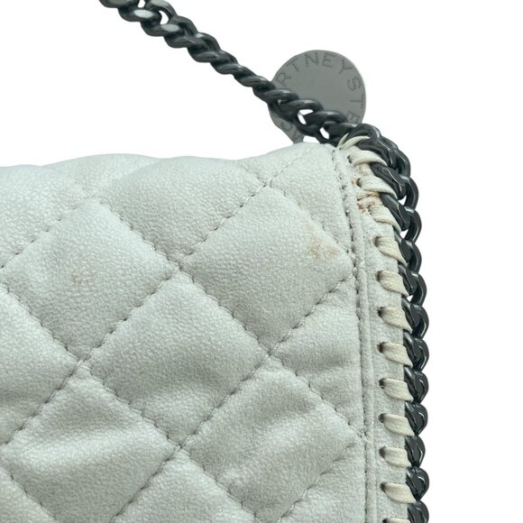 Stella McCartney Off-White Vegetarian Suede & Chain Quilted Shoulder Clutch Bag - Picture 8 of 10